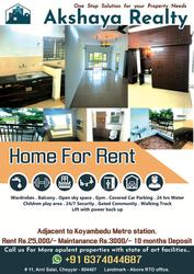 Akshaya Realty presents opulent 2BHK Flats for rent