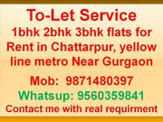 3bhk 2bhk 1bhk flat for rent in chattarpur metro